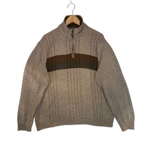 Tricots Quarter‎ Zip Cable Knit Sweater 90s Vintage Preppy Classic XL